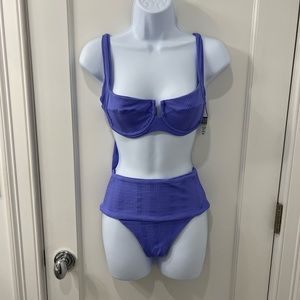 L*Space Lilac Ribbed High Waisted Bikini - size Medium